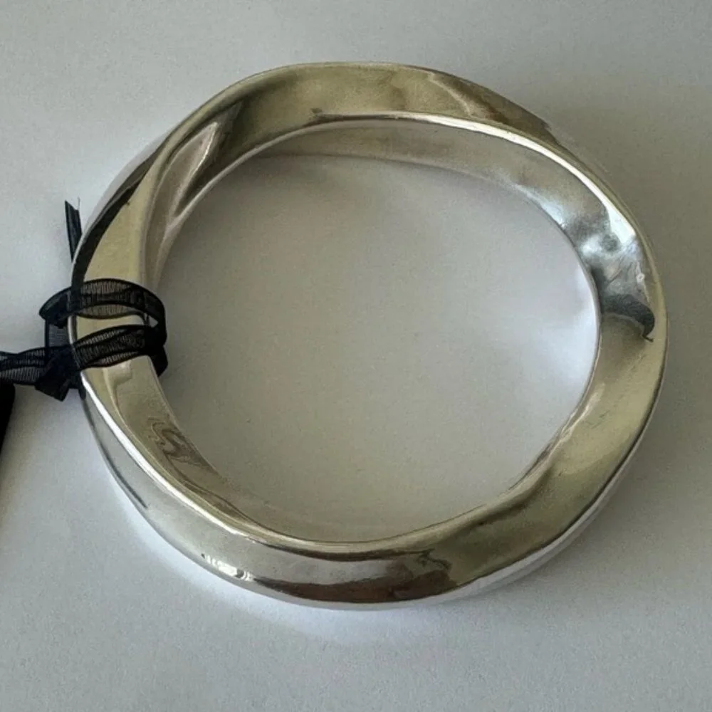 E&L Sterling Silver Bangle Statement Bracelet Israel Electroform Wavy D-2/5